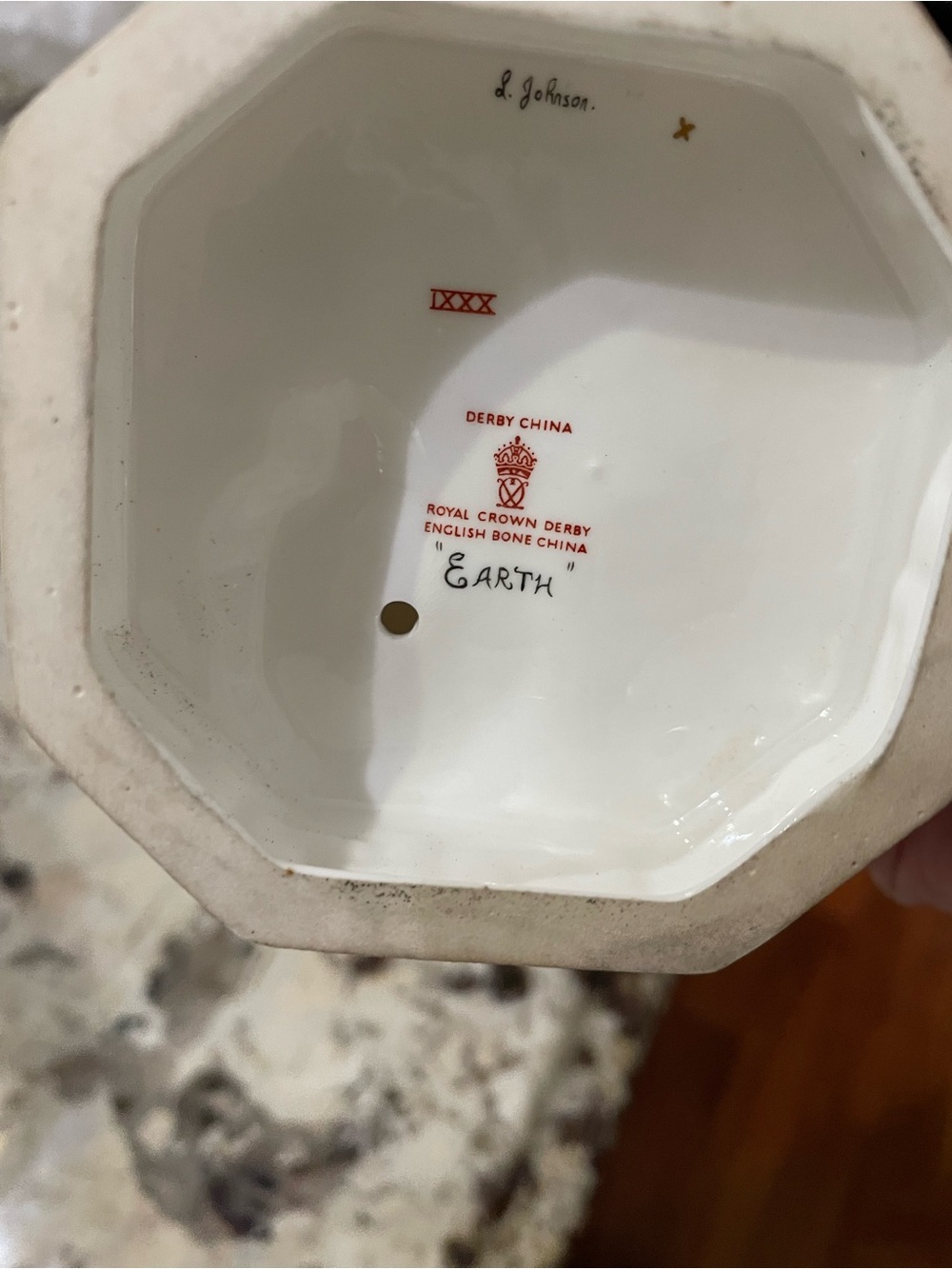 Royal Crown Derby White Porcelain Base with Red Backstamp